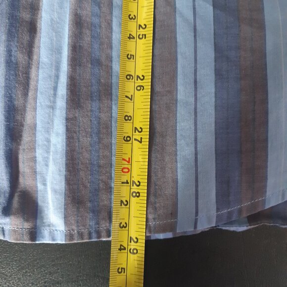 Claiborne by John Bartlett SZ M Blue Stiped Long Sleeve Men's Cotton Shirt - Picture 13 of 14